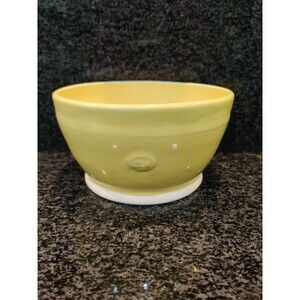 Mid Century Vintage Studio Pottery Bowl Yellow EMBOSSED “JAK” 6.5 In Dia
